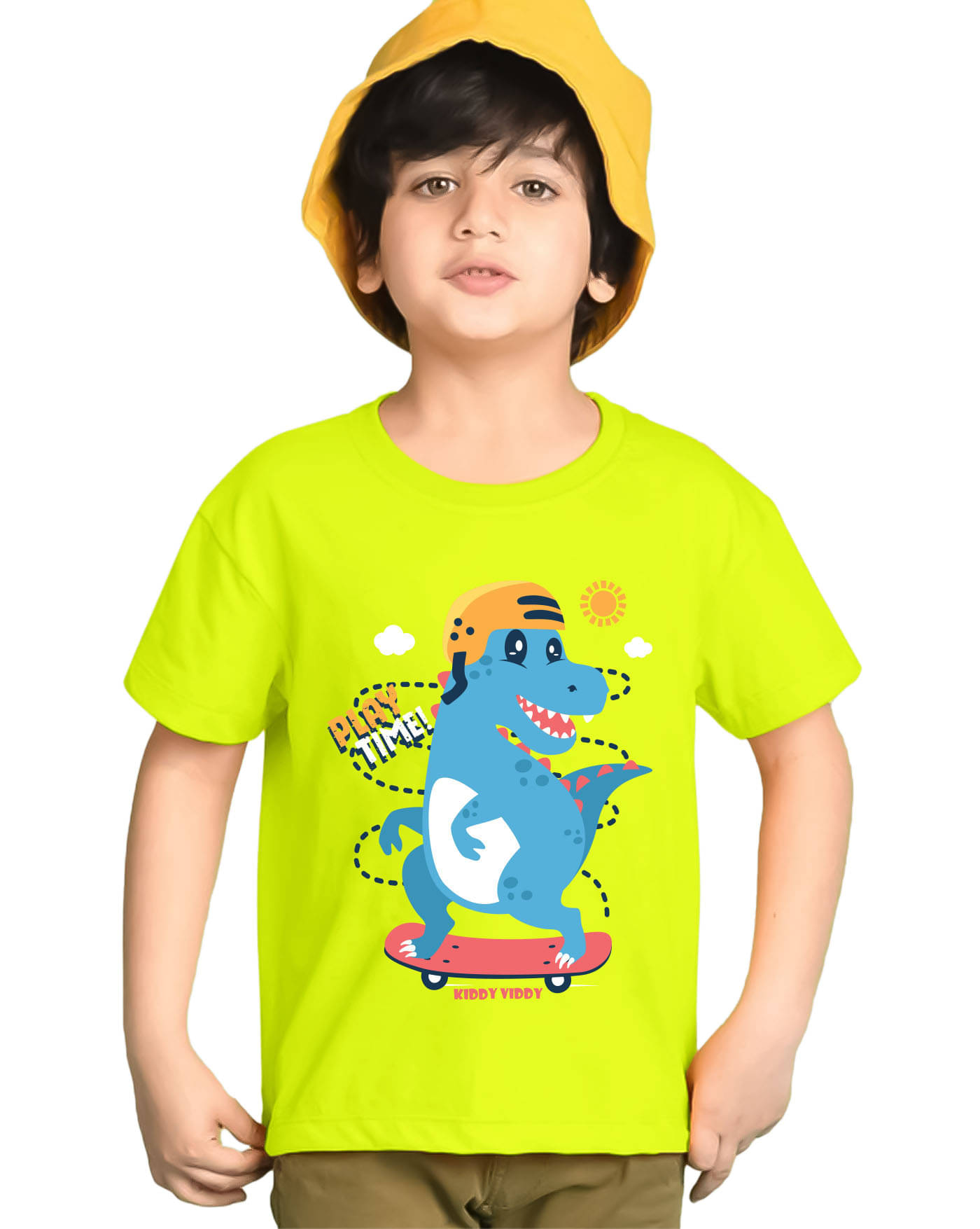     			KIDDY VIDDY Pack of 1 Boys Cotton Blend T-Shirt ( Neon Green )