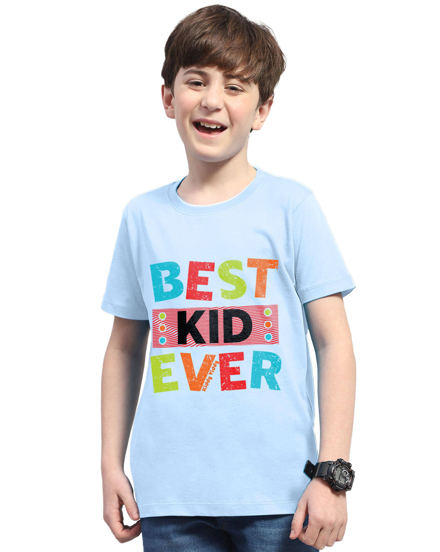     			KIDDY VIDDY Pack of 1 Boys Cotton Blend T-Shirt ( Sky Blue )