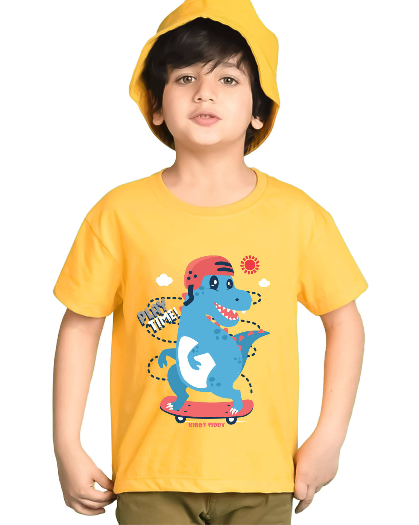     			KIDDY VIDDY Pack of 1 Boys Cotton Blend T-Shirt ( Mustard )