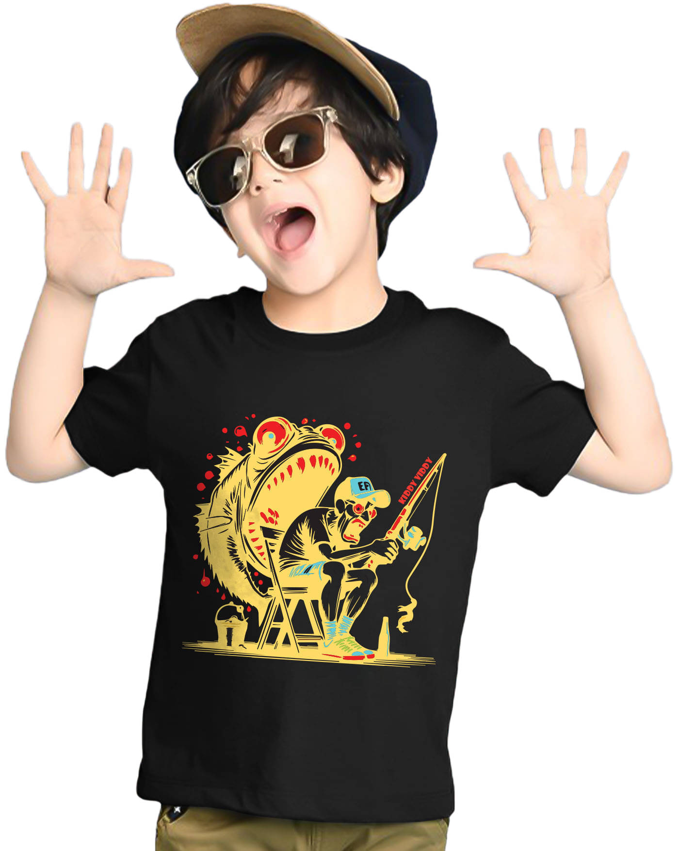     			KIDDY VIDDY Pack of 1 Boys Cotton Blend T-Shirt ( Black )