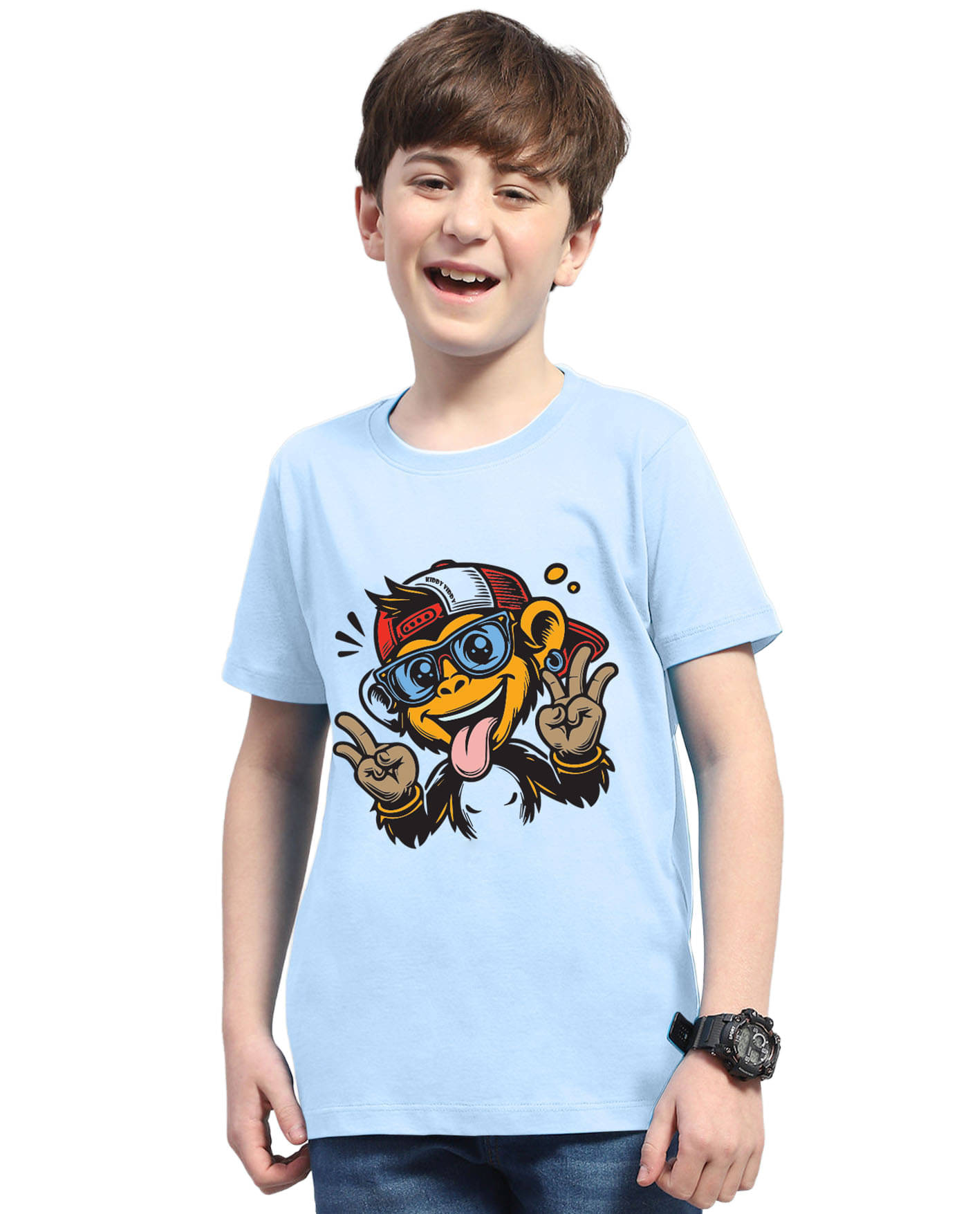     			KIDDY VIDDY Pack of 1 Boys Cotton Blend T-Shirt ( Sky Blue )