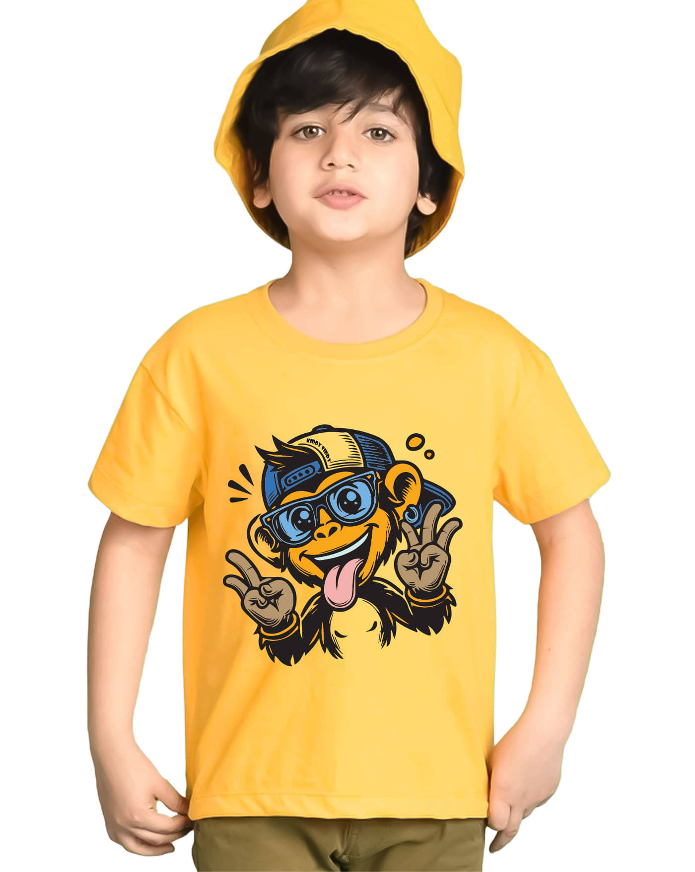     			KIDDY VIDDY Pack of 1 Boys Cotton Blend T-Shirt ( Mustard )