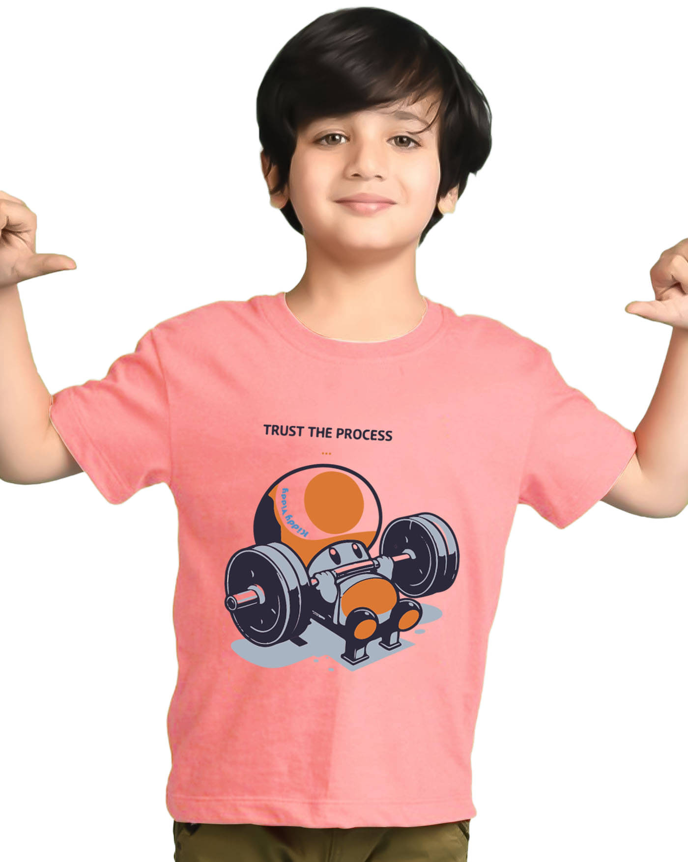     			KIDDY VIDDY Pack of 1 Boys Cotton Blend T-Shirt ( Peach )