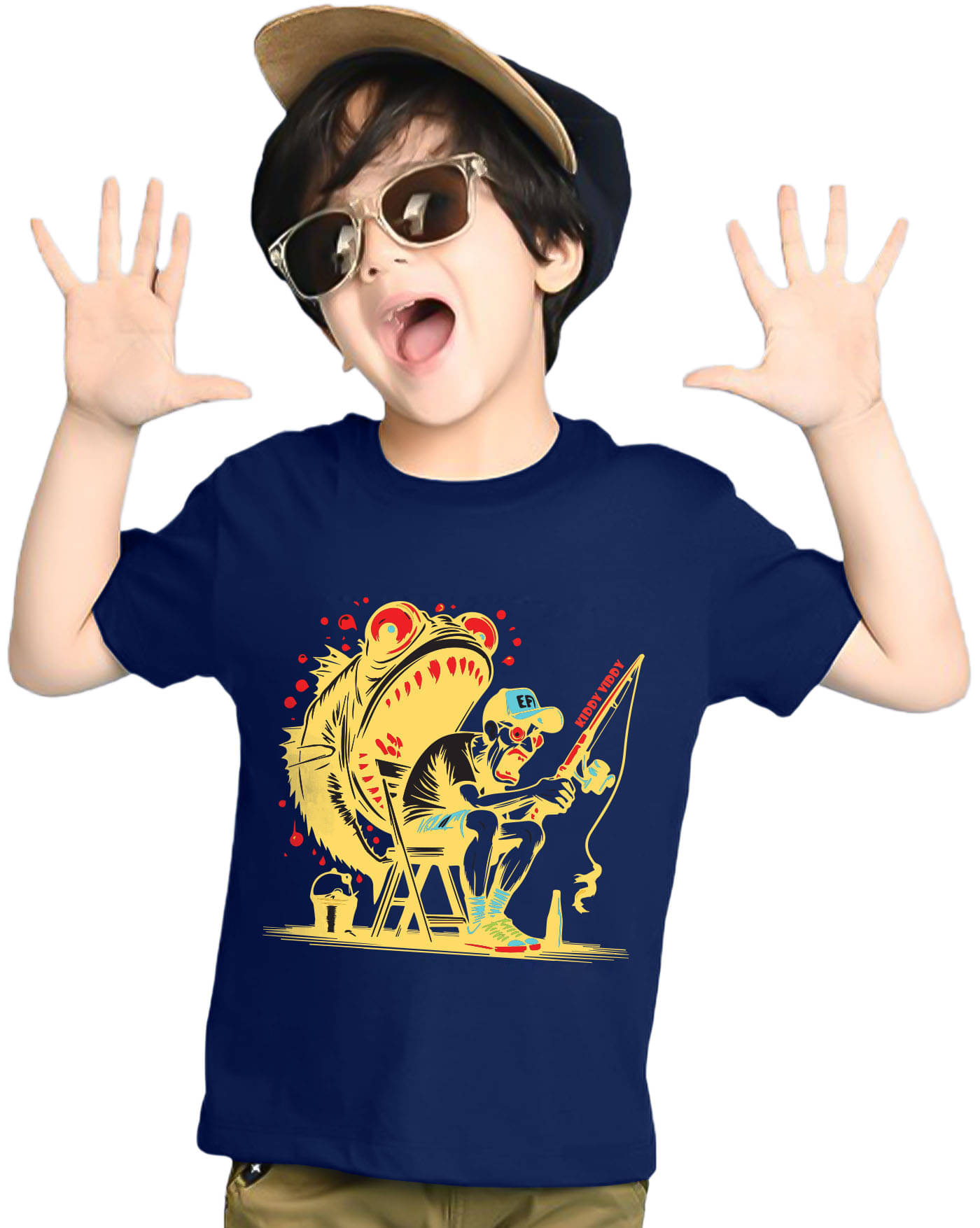     			KIDDY VIDDY Pack of 1 Boys Cotton Blend T-Shirt ( Navy Blue )