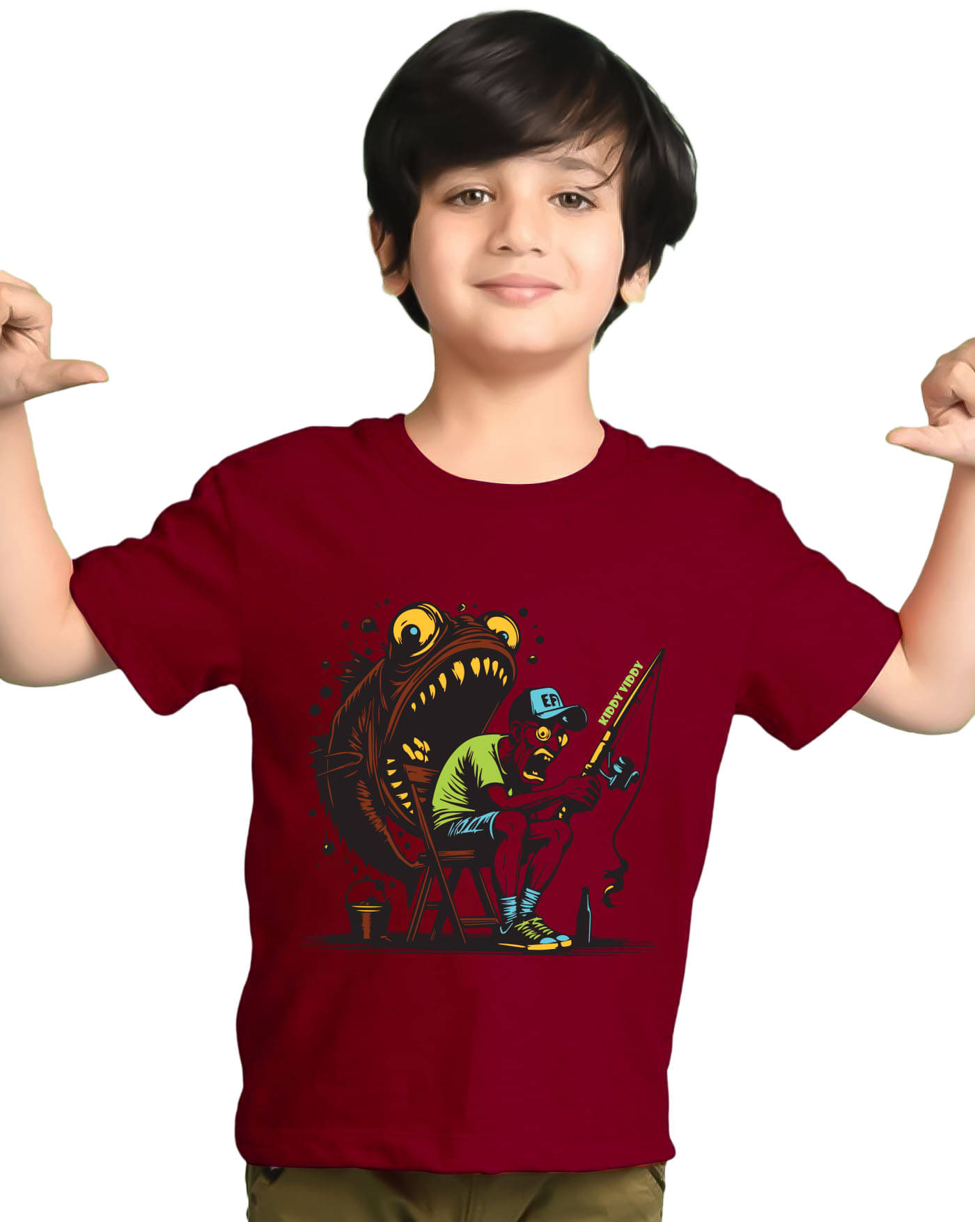     			KIDDY VIDDY Pack of 1 Boys Cotton Blend T-Shirt ( Maroon )