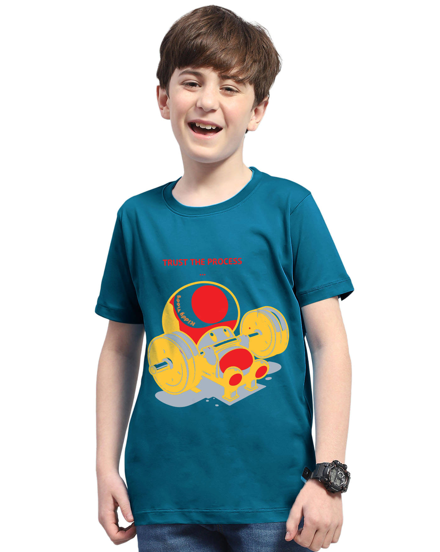     			KIDDY VIDDY Pack of 1 Boys Cotton Blend T-Shirt ( Turquoise )