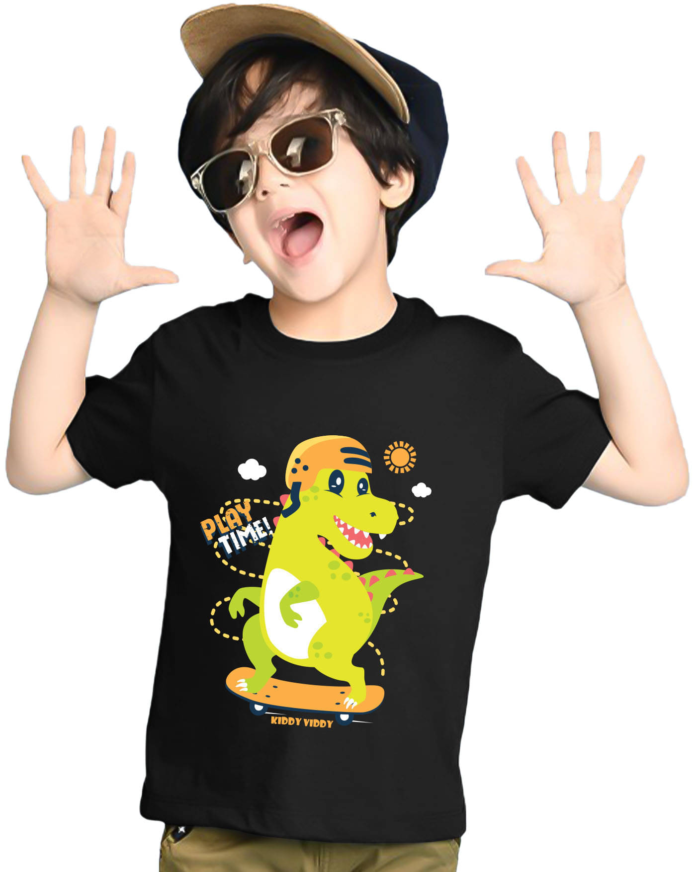     			KIDDY VIDDY Pack of 1 Boys Cotton Blend T-Shirt ( Black )