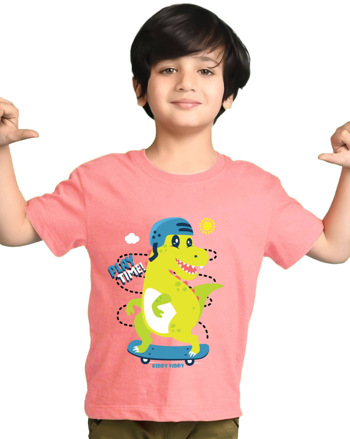     			KIDDY VIDDY Pack of 1 Boys Cotton Blend T-Shirt ( Peach )