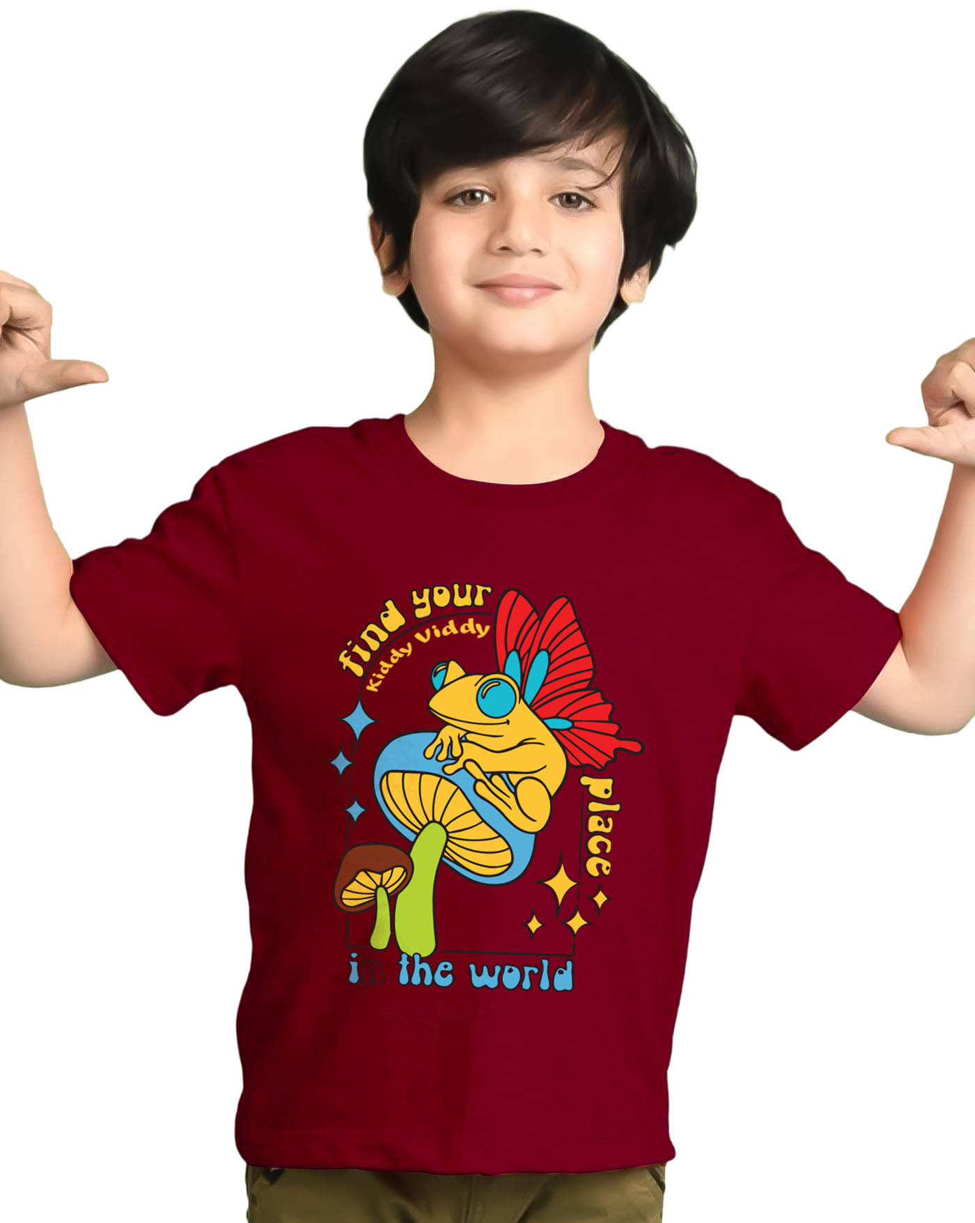     			KIDDY VIDDY Pack of 1 Boys Cotton Blend T-Shirt ( Maroon )