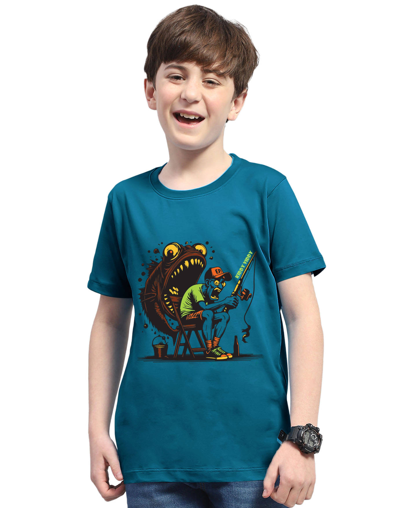     			KIDDY VIDDY Pack of 1 Boys Cotton Blend T-Shirt ( Turquoise )
