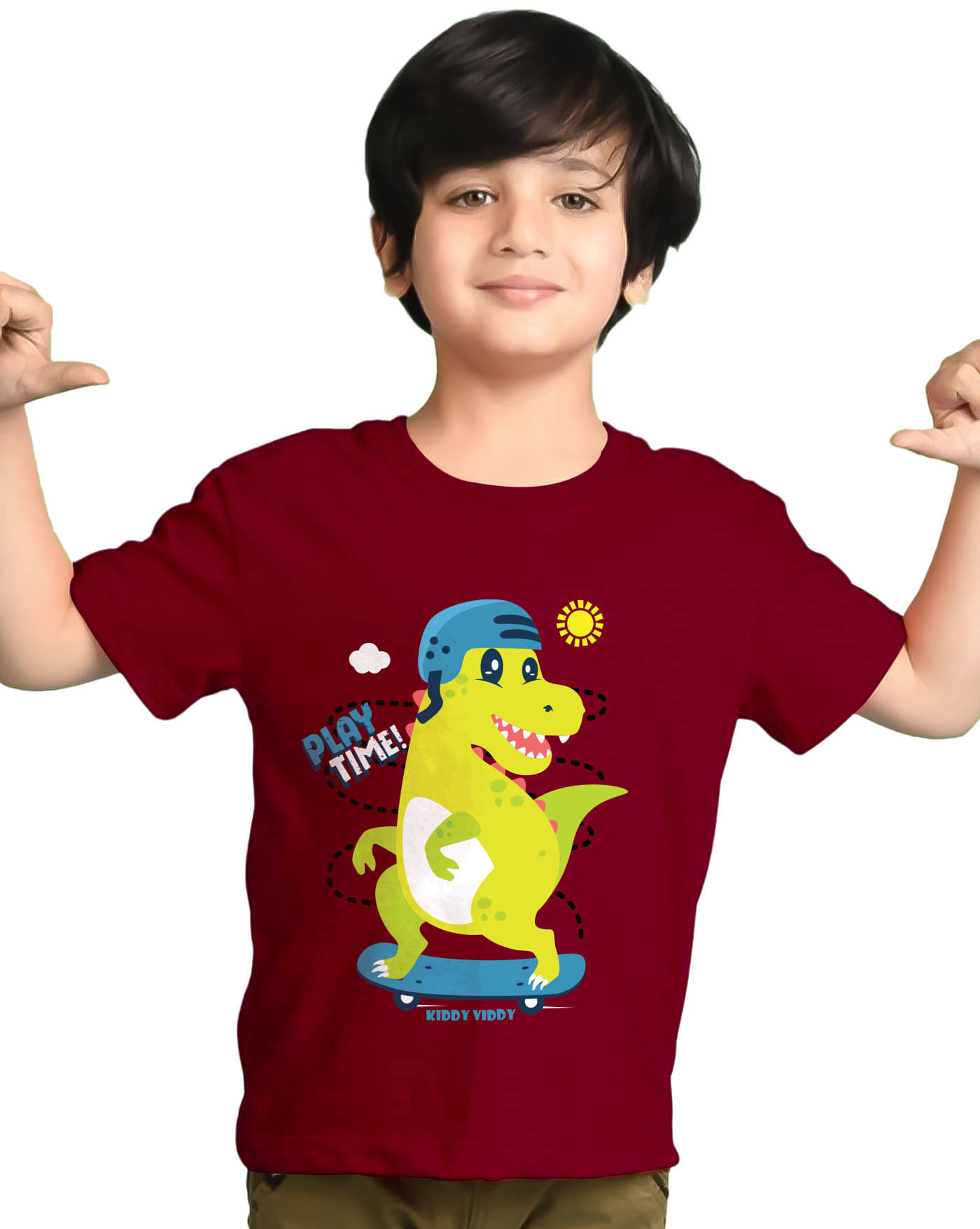     			KIDDY VIDDY Pack of 1 Boys Cotton Blend T-Shirt ( Maroon )