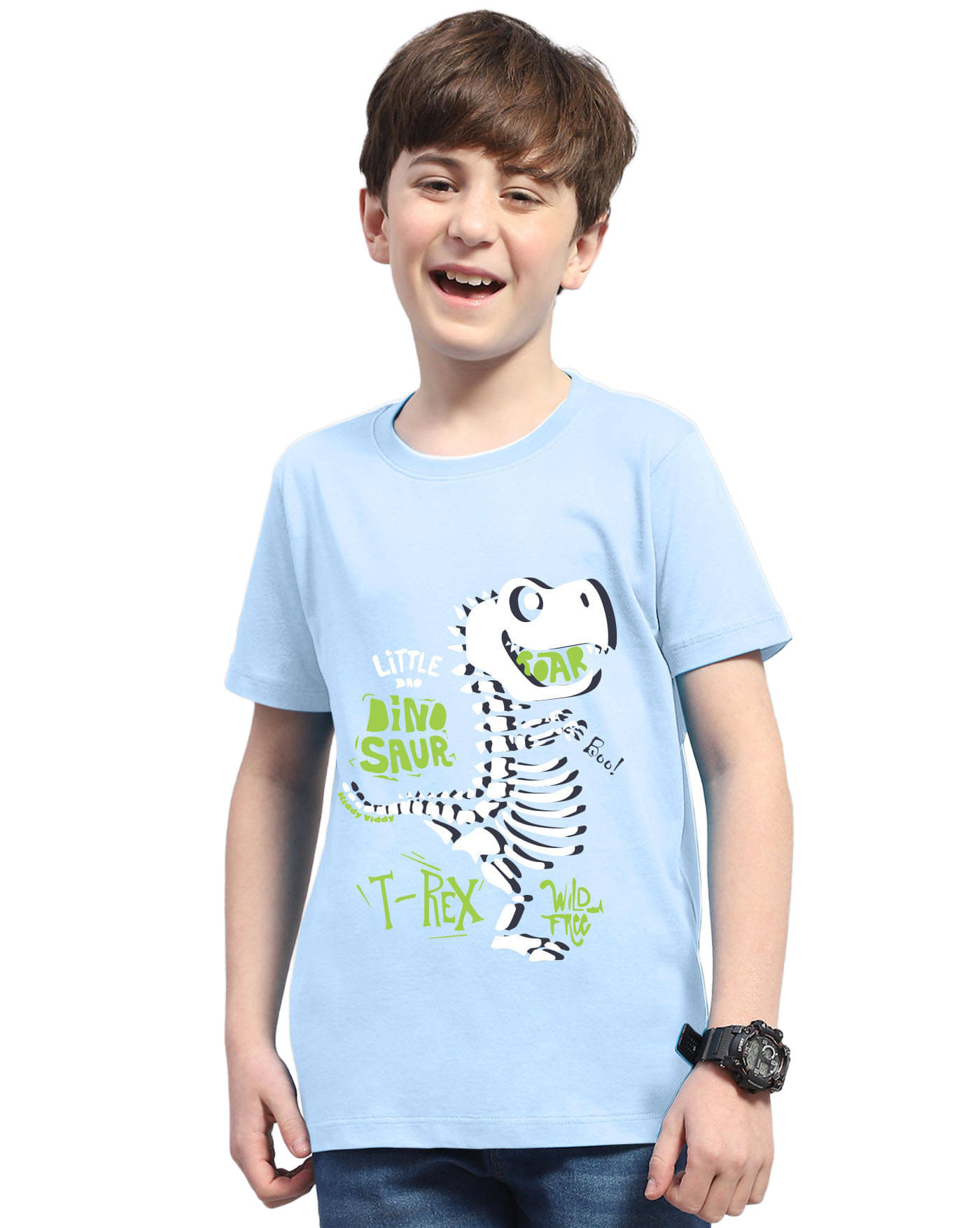     			KIDDY VIDDY Pack of 1 Boys Cotton Blend T-Shirt ( Sky Blue )