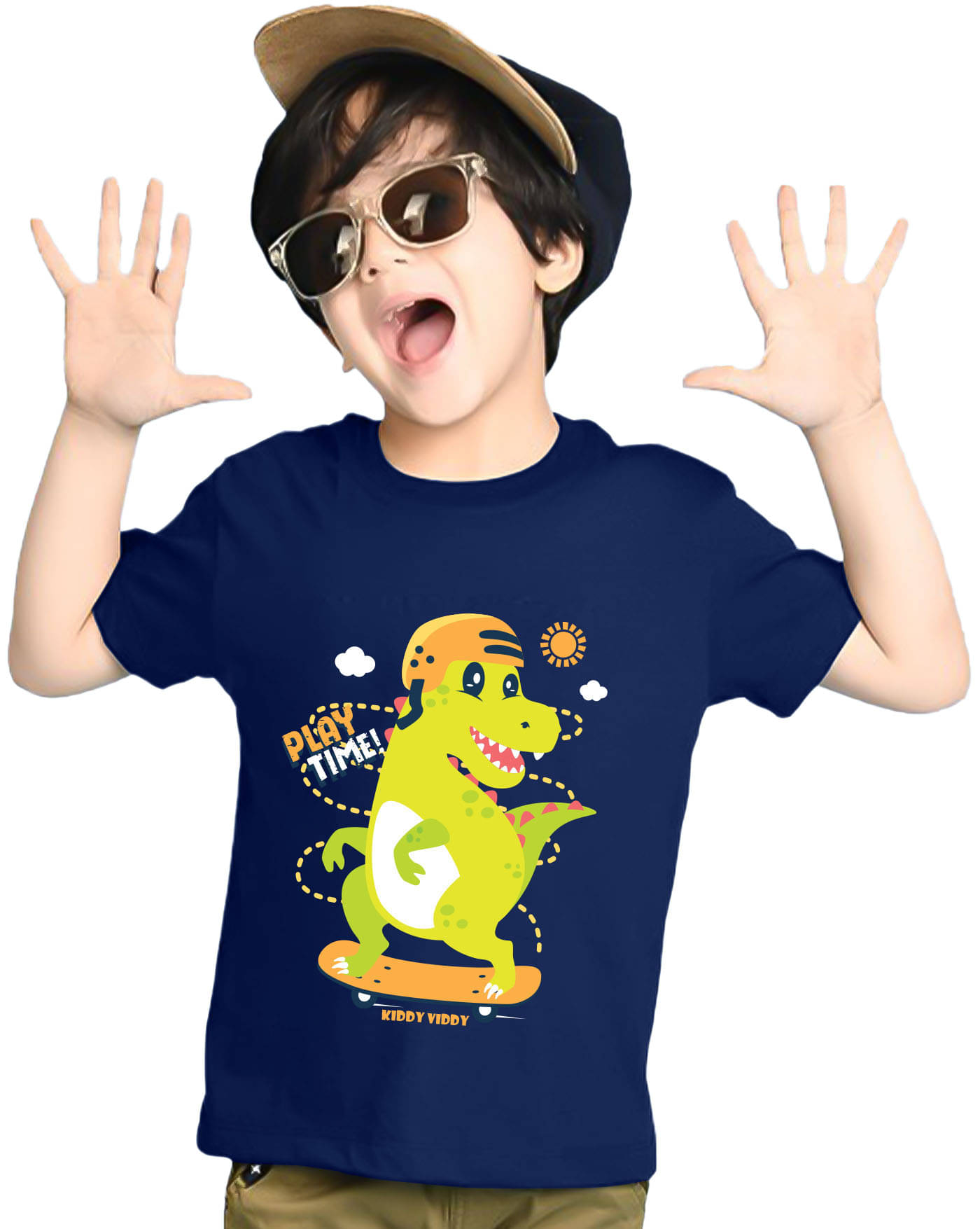     			KIDDY VIDDY Pack of 1 Boys Cotton Blend T-Shirt ( Navy Blue )