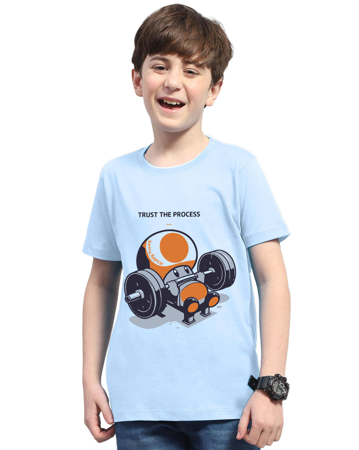     			KIDDY VIDDY Pack of 1 Boys Cotton Blend T-Shirt ( Sky Blue )