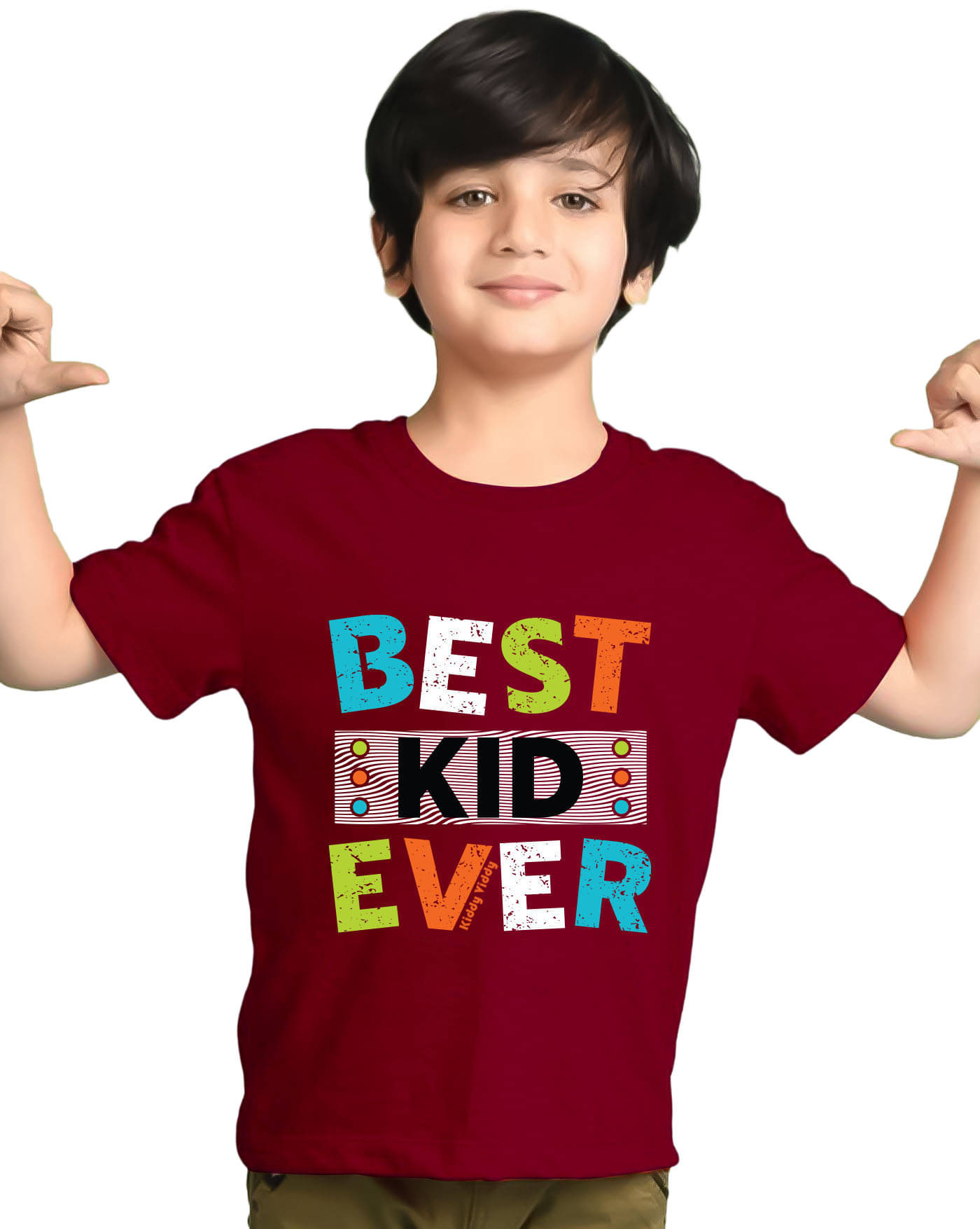     			KIDDY VIDDY Pack of 1 Boys Cotton Blend T-Shirt ( Maroon )