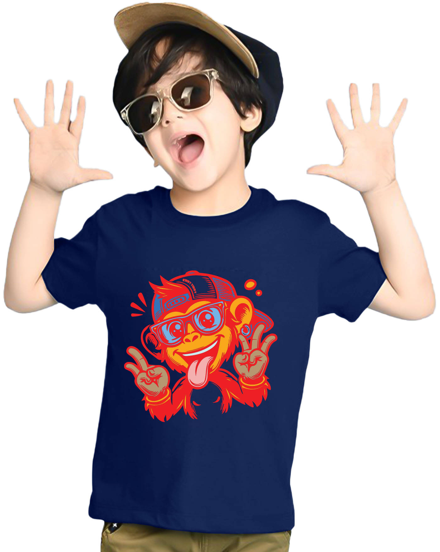     			KIDDY VIDDY Pack of 1 Boys Cotton Blend T-Shirt ( Navy Blue )