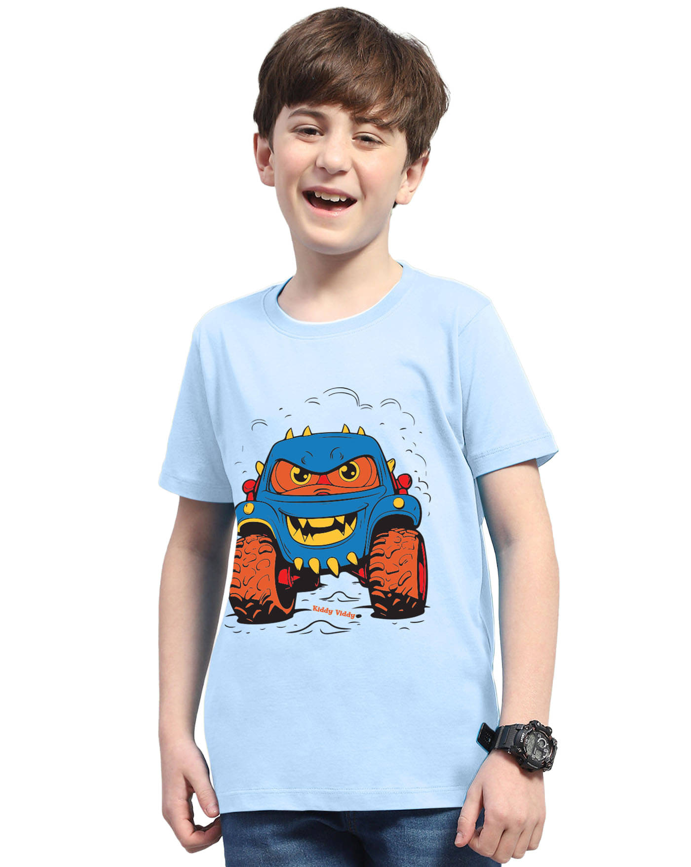     			KIDDY VIDDY Pack of 1 Boys Cotton Blend T-Shirt ( Sky Blue )