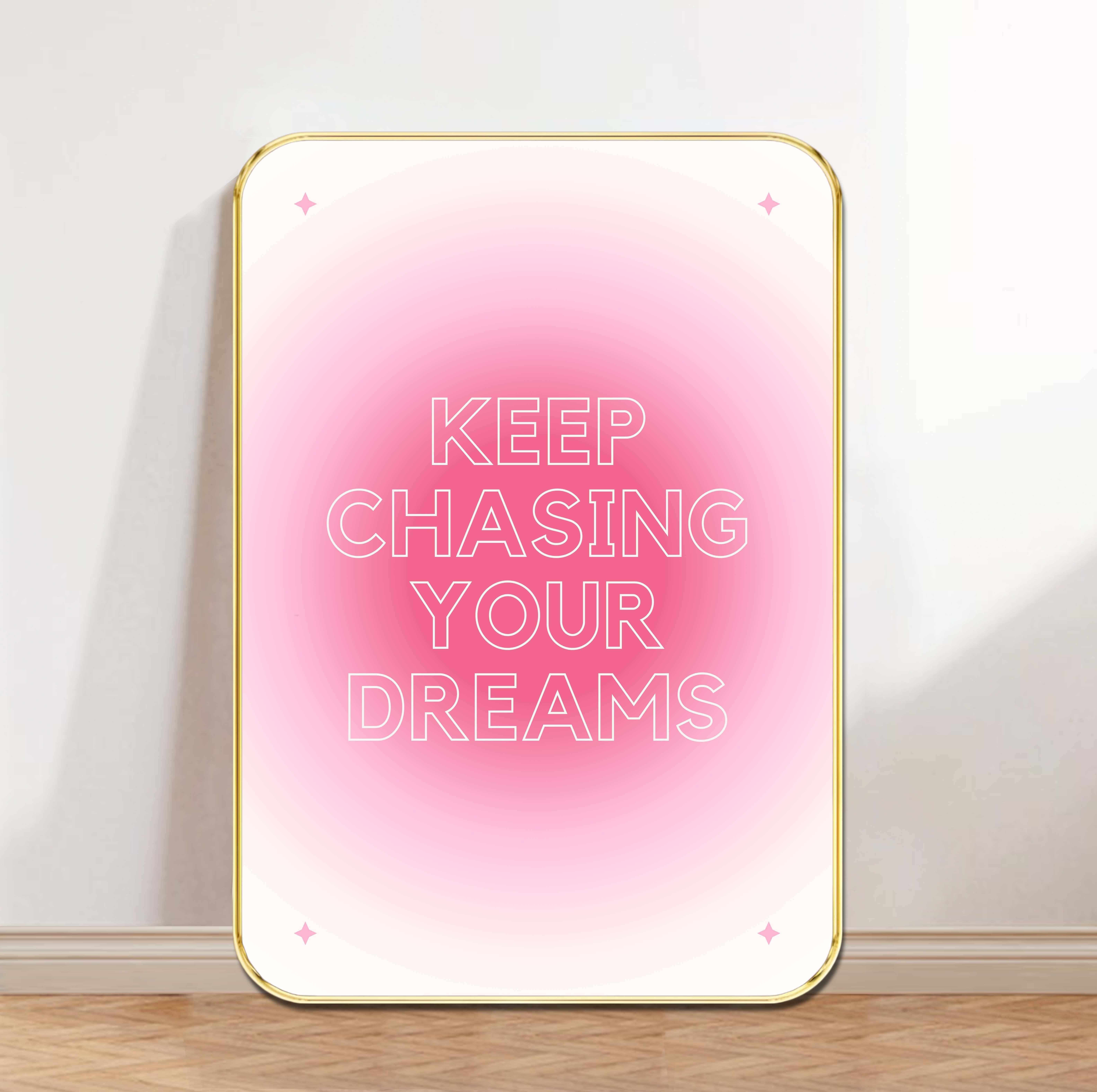 Livin'luxe Keep Chasing Your Dreams Wall Poster | Pink Motivational Quote Art with Golden Frame 13.5 Inch x 19.5 Inch Livin'luxe Keep Chasing Your Dreams Wall Poster | Pink Motivational Quote Art with Golden Frame 13.5 Inch x 19.5 Inch