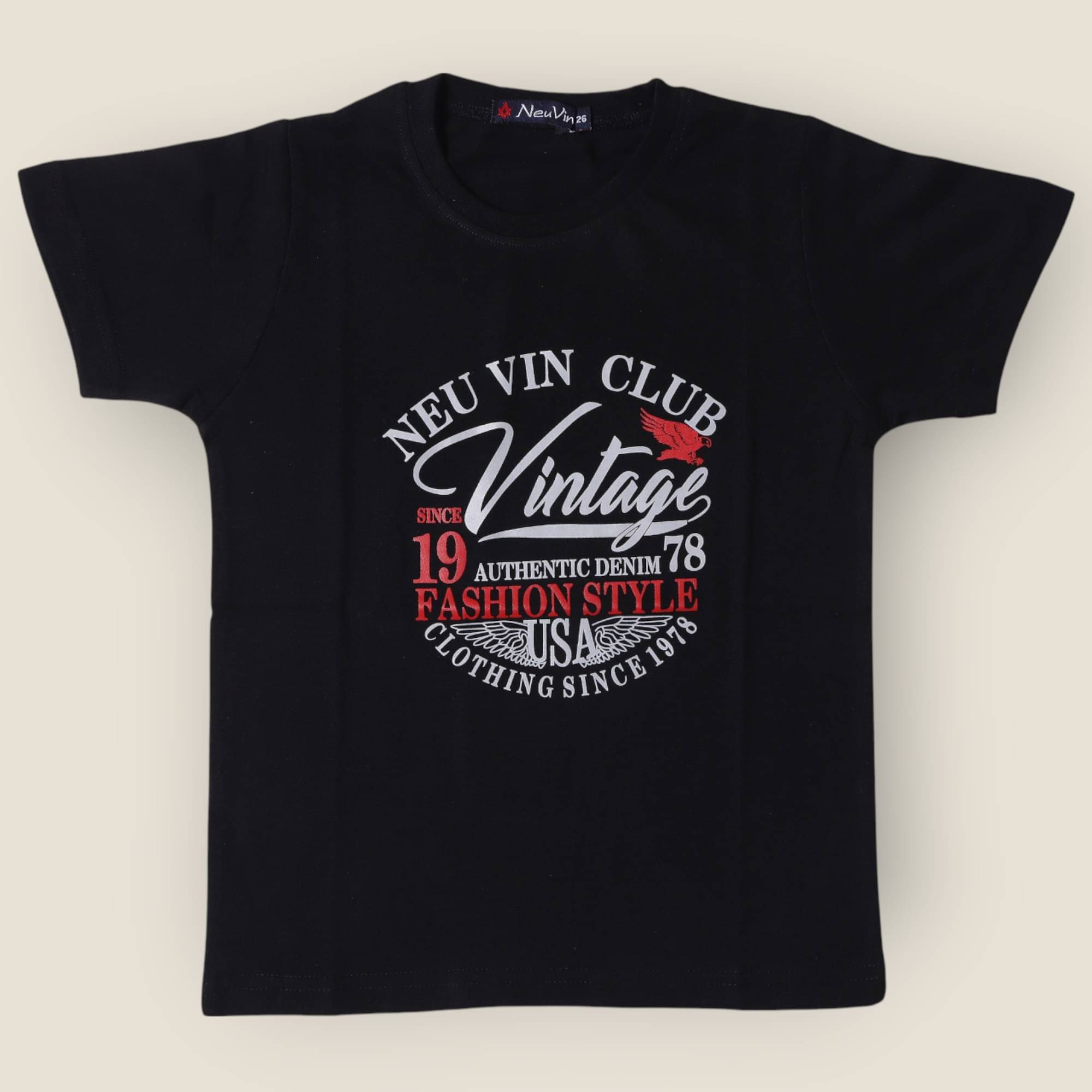     			NEUVIN Pack of 1 Boys & Girls Cotton Blend T-Shirt ( Black )