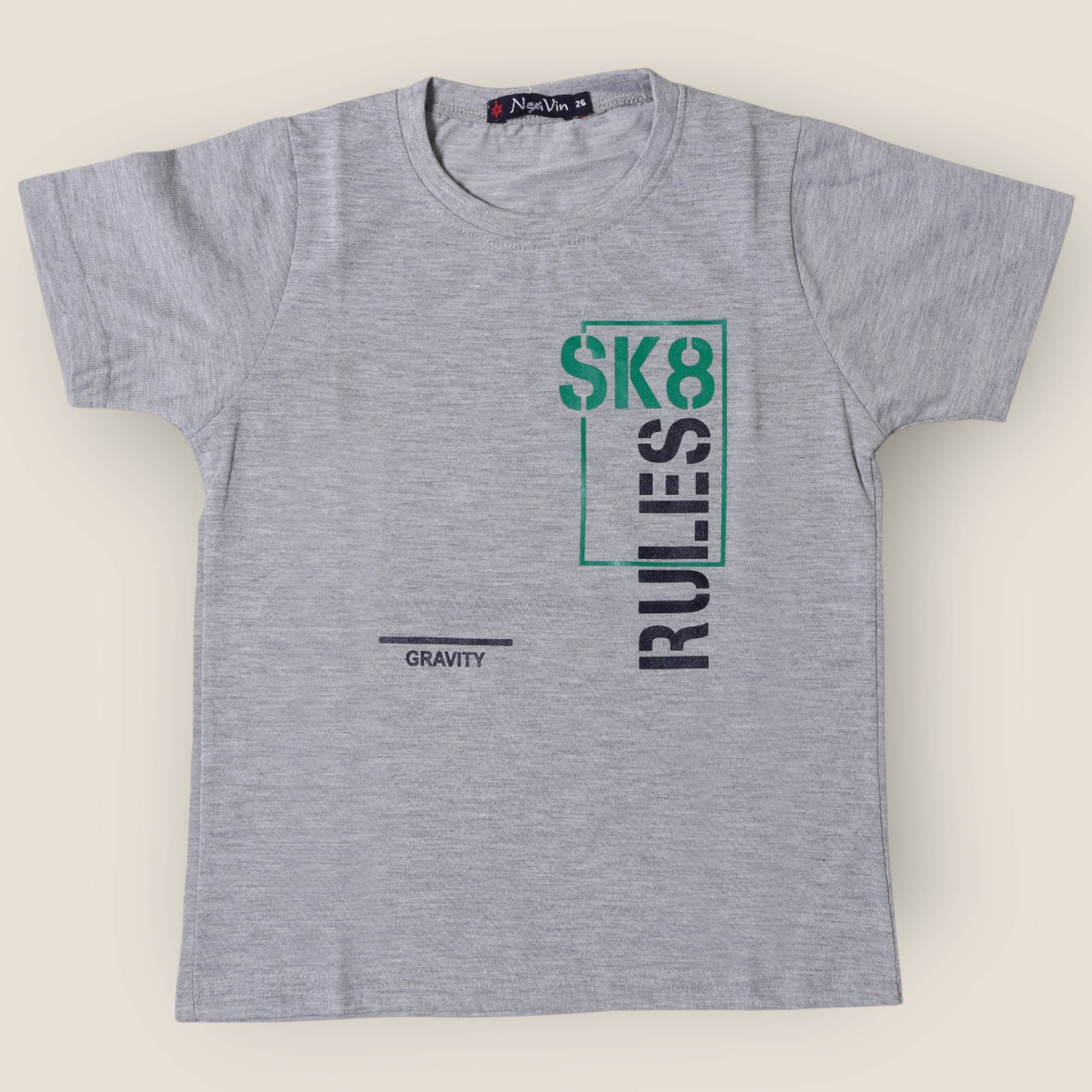     			NEUVIN Pack of 1 Boys & Girls Cotton Blend T-Shirt ( Grey )