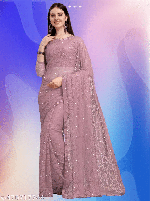 Nilkanthvarni Creation Net Self Design Saree With Unstitched Blouse Piece ( Nude ) Nilkanthvarni Creation Net Self Design Saree With Unstitched Blouse Piece ( Nude )