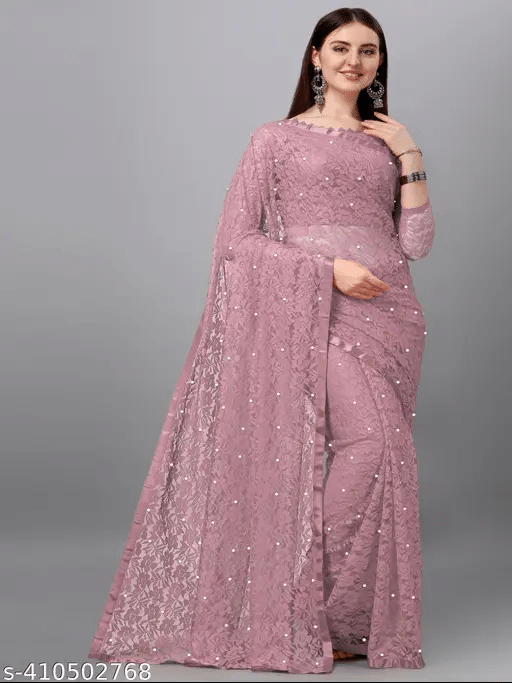 Nilkanthvarni Creation Net Self Design Saree With Unstitched Blouse Piece ( Nude ) Nilkanthvarni Creation Net Self Design Saree With Unstitched Blouse Piece ( Nude )
