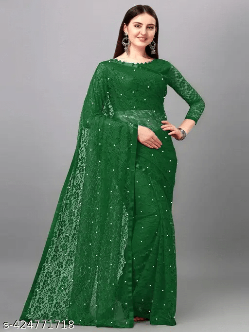 Nilkanthvarni Creation Net Self Design Saree With Unstitched Blouse Piece ( Green ) Nilkanthvarni Creation Net Self Design Saree With Unstitched Blouse Piece ( Green )