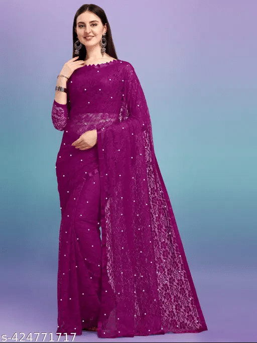 Nilkanthvarni Creation Net Self Design Saree With Unstitched Blouse Piece ( Wine ) Nilkanthvarni Creation Net Self Design Saree With Unstitched Blouse Piece ( Wine )