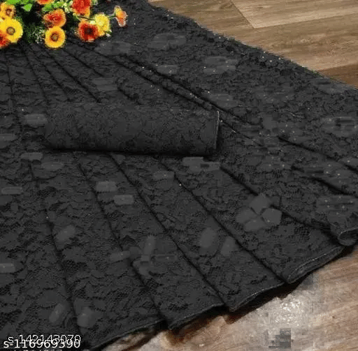 Nilkanthvarni Creation Net Self Design Saree With Unstitched Blouse Piece ( Black ) Nilkanthvarni Creation Net Self Design Saree With Unstitched Blouse Piece ( Black )
