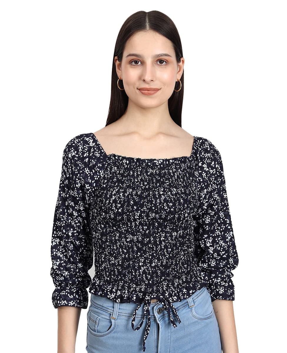     			Nios Fashion Pack of 1 Girls Crepe Top ( Black )