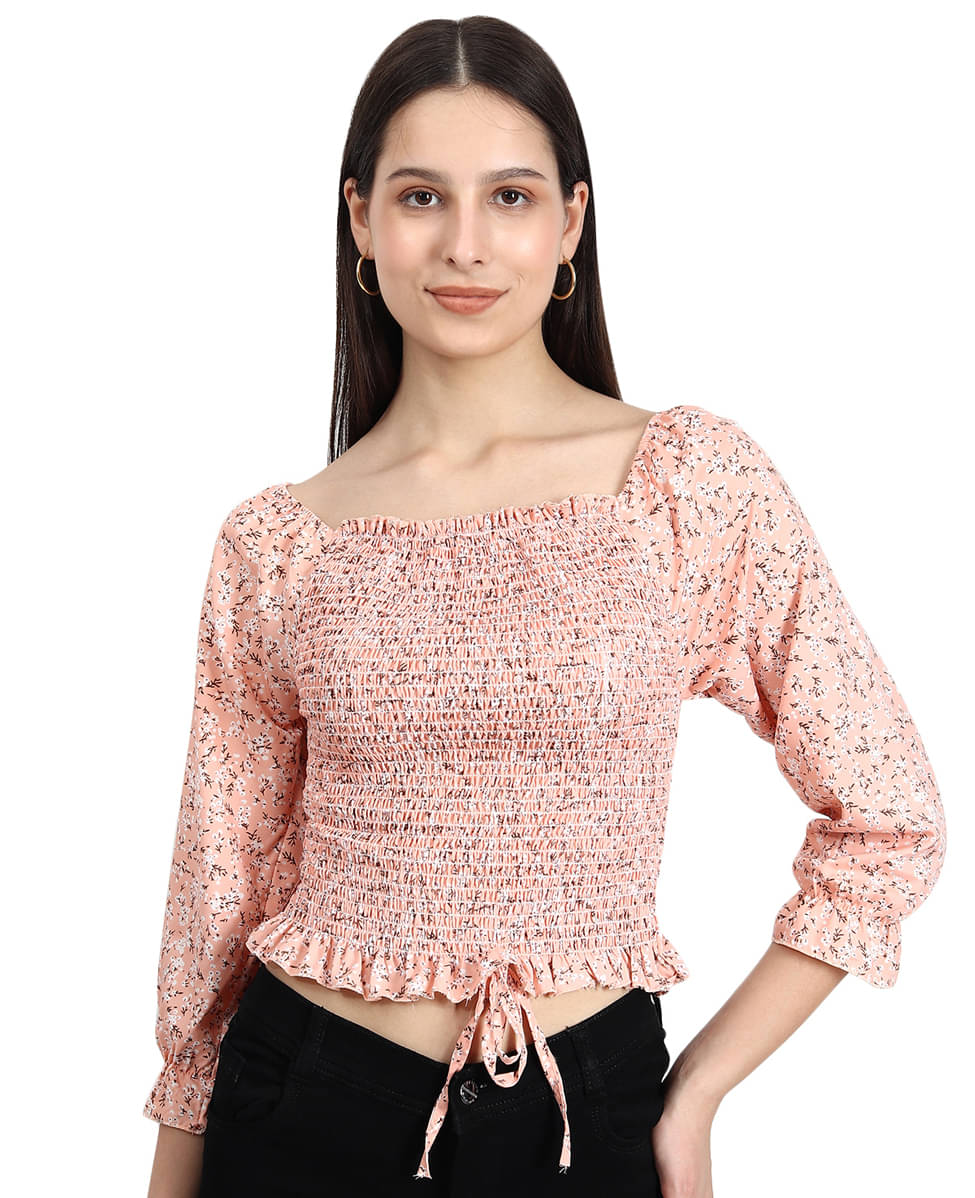     			Nios Fashion Pack of 1 Girls Crepe Top ( Peach )