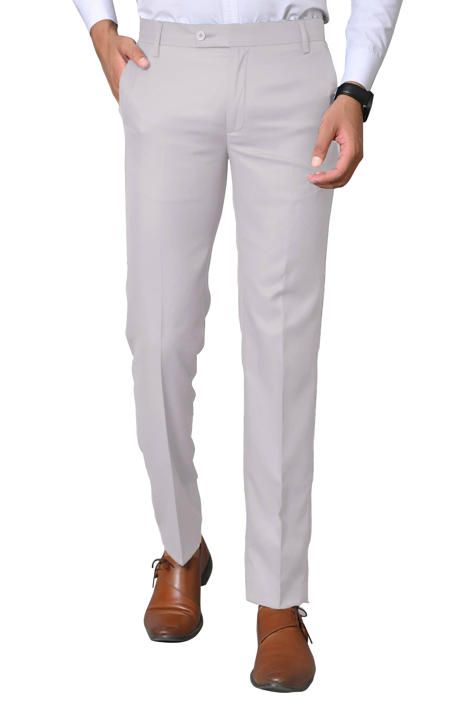     			SatyStyle Slim Pleated Men's Formal Trouser - Silver ( Pack of 1 )