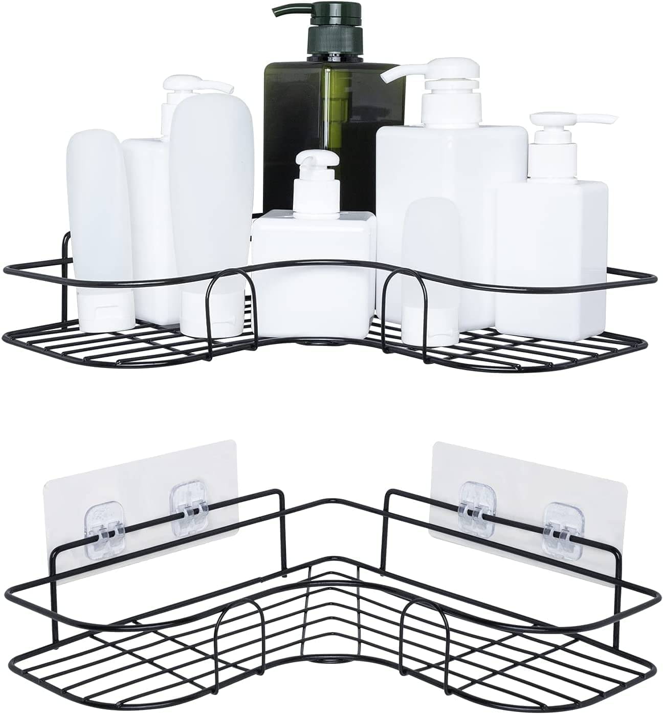     			SmartHomeMart 2 Pcs Self Adhesive Metal Corner Shelf, Rack for Bathroom and Kitchen | No Damage, Drill Free Installation