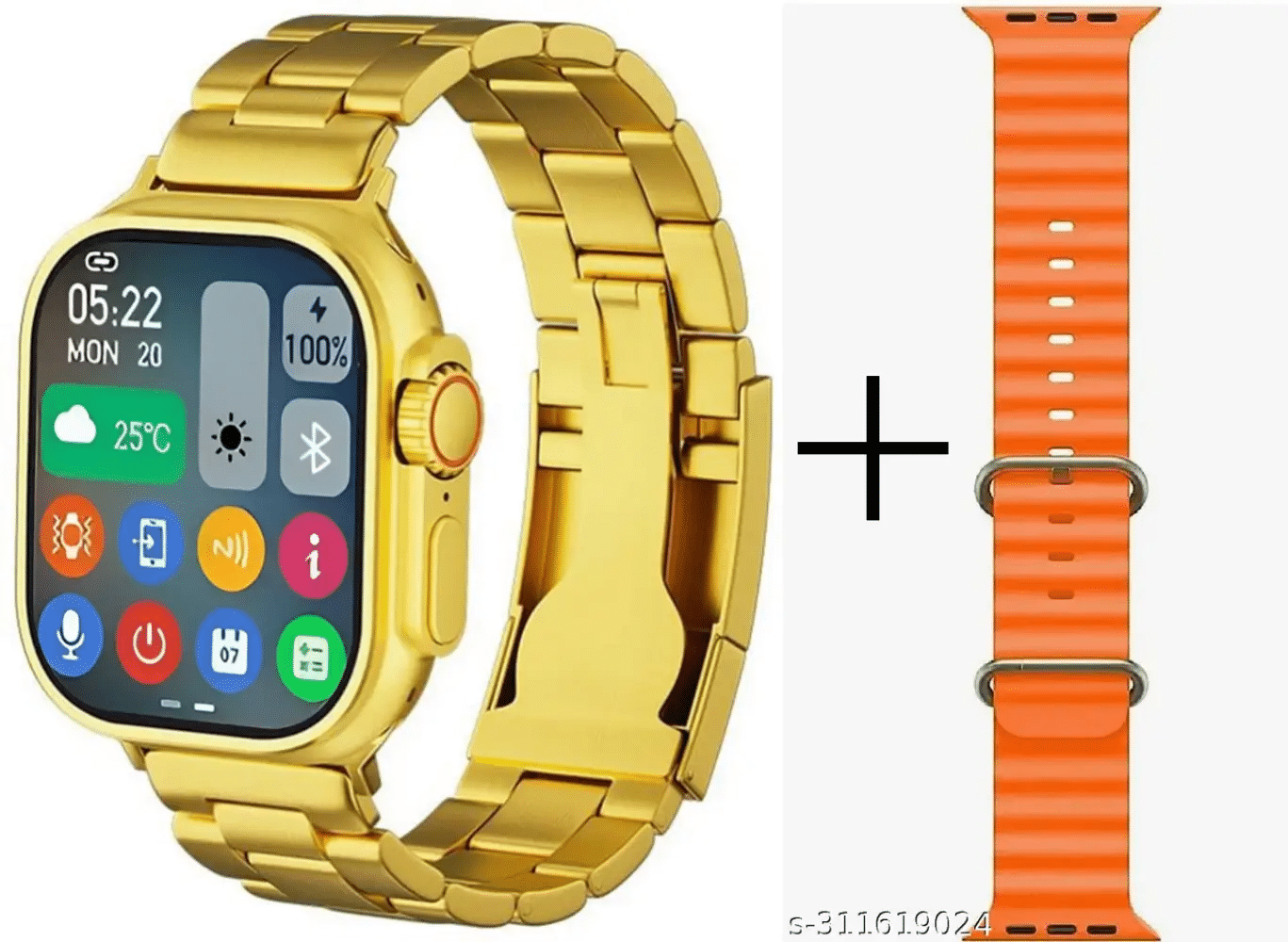     			TOP SELLING Gold Bluetooth Calling Touchscreen with Fitness Health Sports Music FREE XTRA ORANGE STRAP