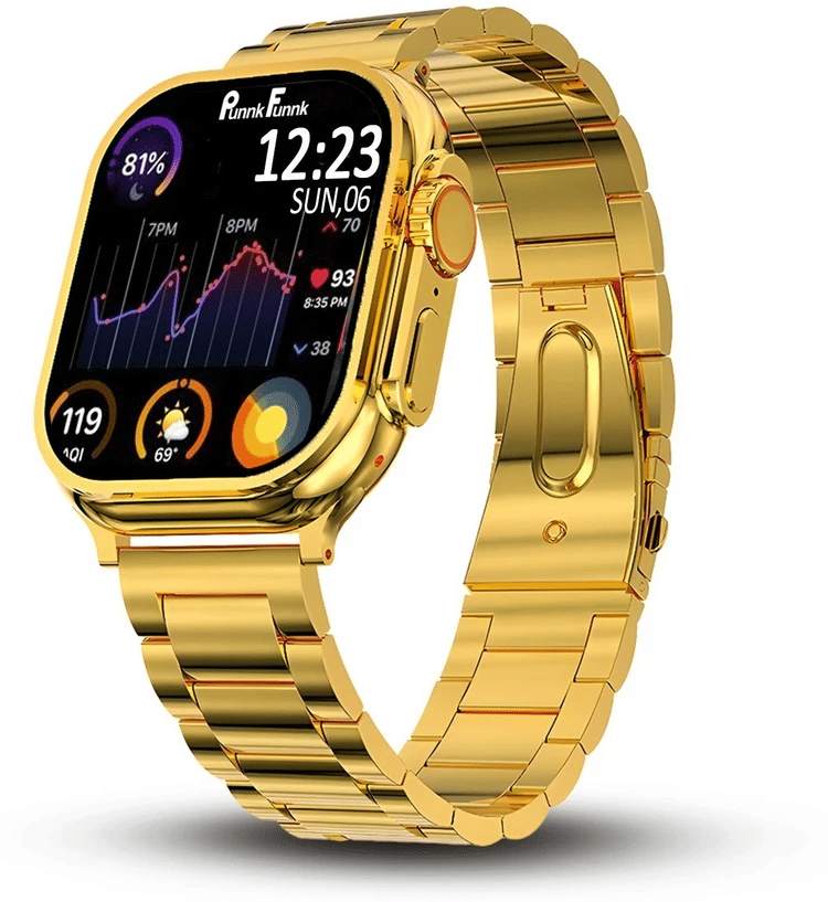     			Trending Gold Bluetooth Calling Touchscreen with Fitness Health Sports Music
