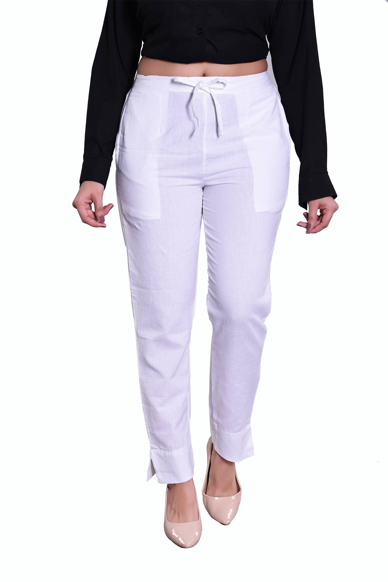     			VDV CREATION Women Cotton Straight Pant ( White )