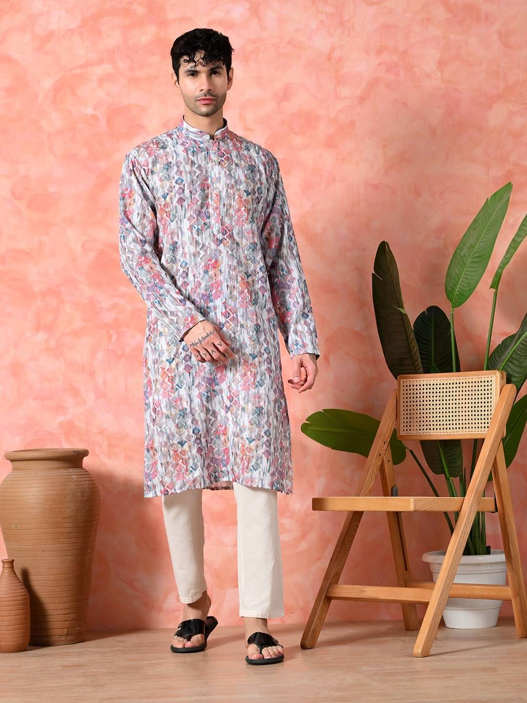 7 GEN Multi Cotton Regular Fit Men's Kurta Pyjama Set ( Pack of 1 ) 7 GEN Multi Cotton Regular Fit Men's Kurta Pyjama Set ( Pack of 1 )