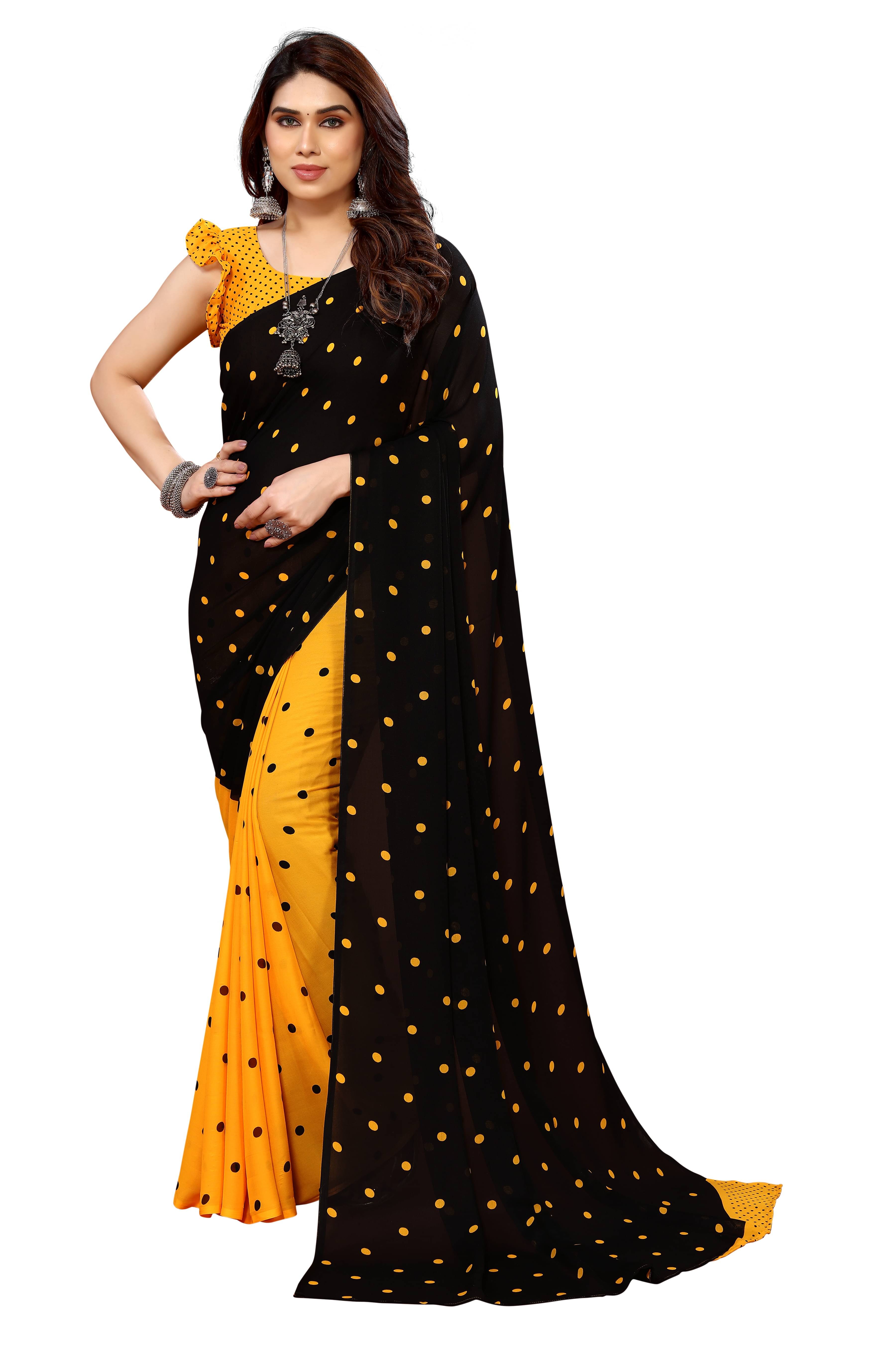 ANAND SAREES Georgette Printed Chanderi saree With Unstitched Blouse Piece ( Yellow ) ANAND SAREES Georgette Printed Chanderi saree With Unstitched Blouse Piece ( Yellow )