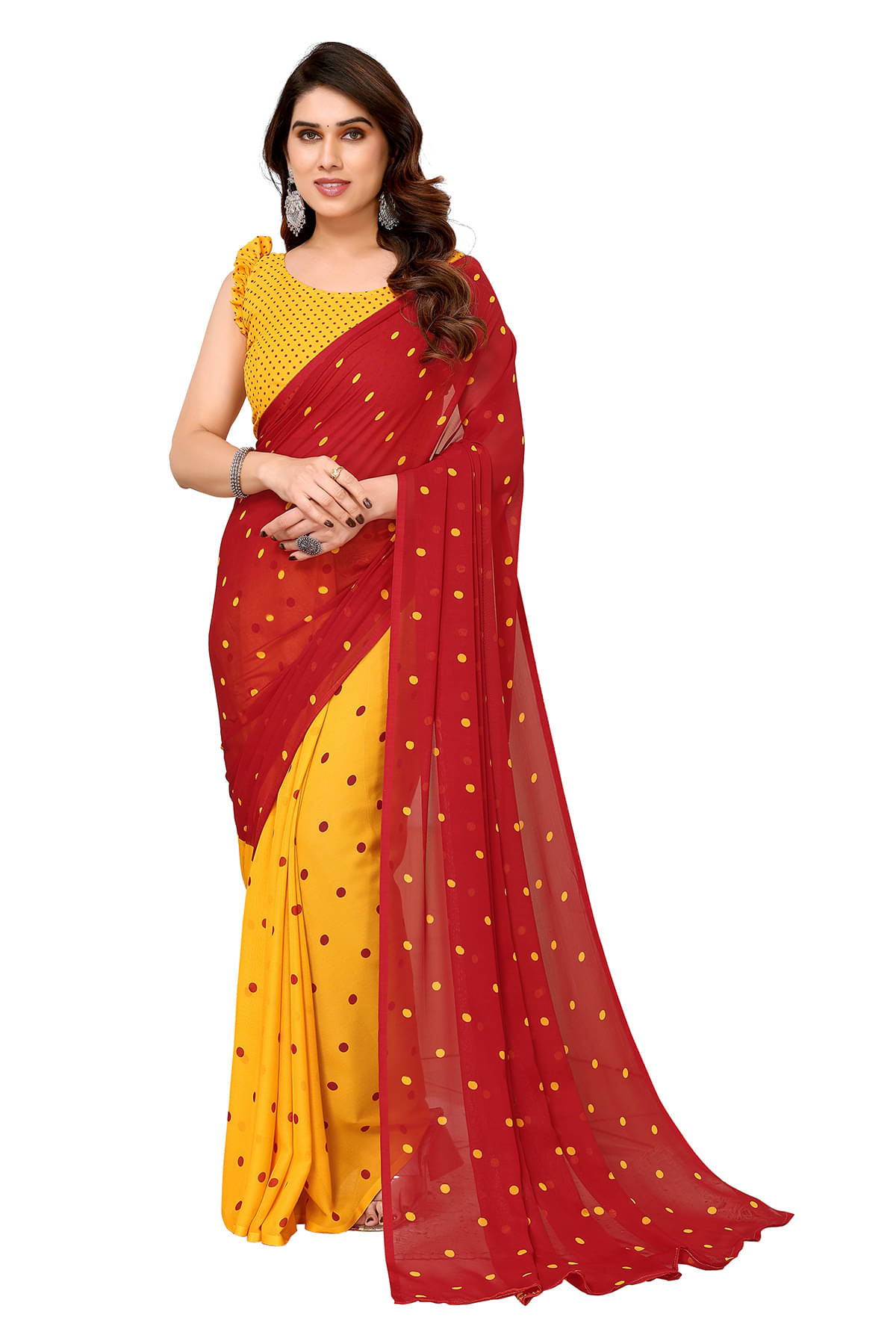 ANAND SAREES Georgette Printed Chanderi saree With Unstitched Blouse Piece ( Maroon ) ANAND SAREES Georgette Printed Chanderi saree With Unstitched Blouse Piece ( Maroon )
