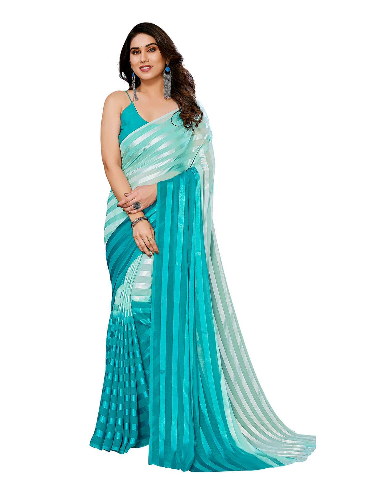 ANAND SAREES Satin Embellished Kasavu Saree With Unstitched Blouse Piece ( Aqua Blue ) ANAND SAREES Satin Embellished Kasavu Saree With Unstitched Blouse Piece ( Aqua Blue )