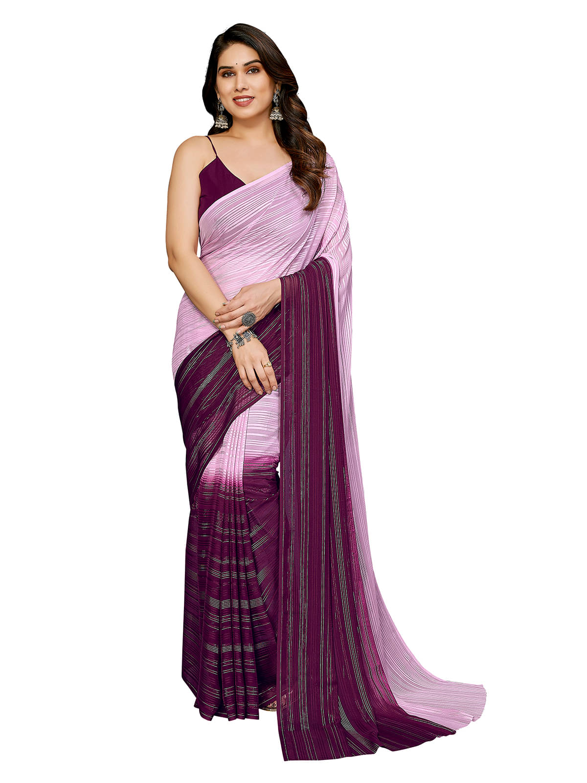 ANAND SAREES Satin Embellished Chanderi saree With Unstitched Blouse Piece ( Rani ) ANAND SAREES Satin Embellished Chanderi saree With Unstitched Blouse Piece ( Rani )
