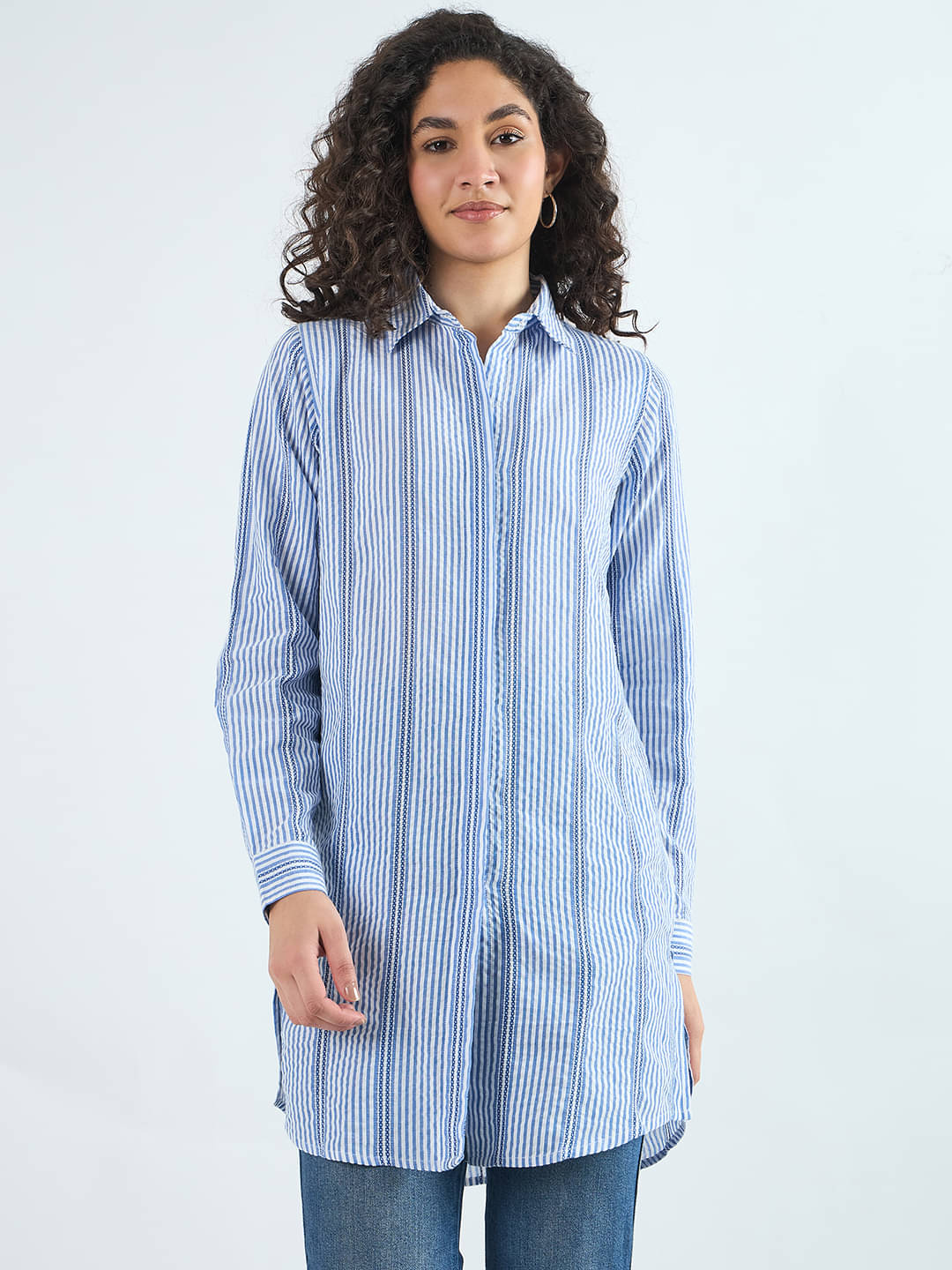 Bitterlime Women's Cotton Tunic ( Blue ) Bitterlime Women's Cotton Tunic ( Blue )