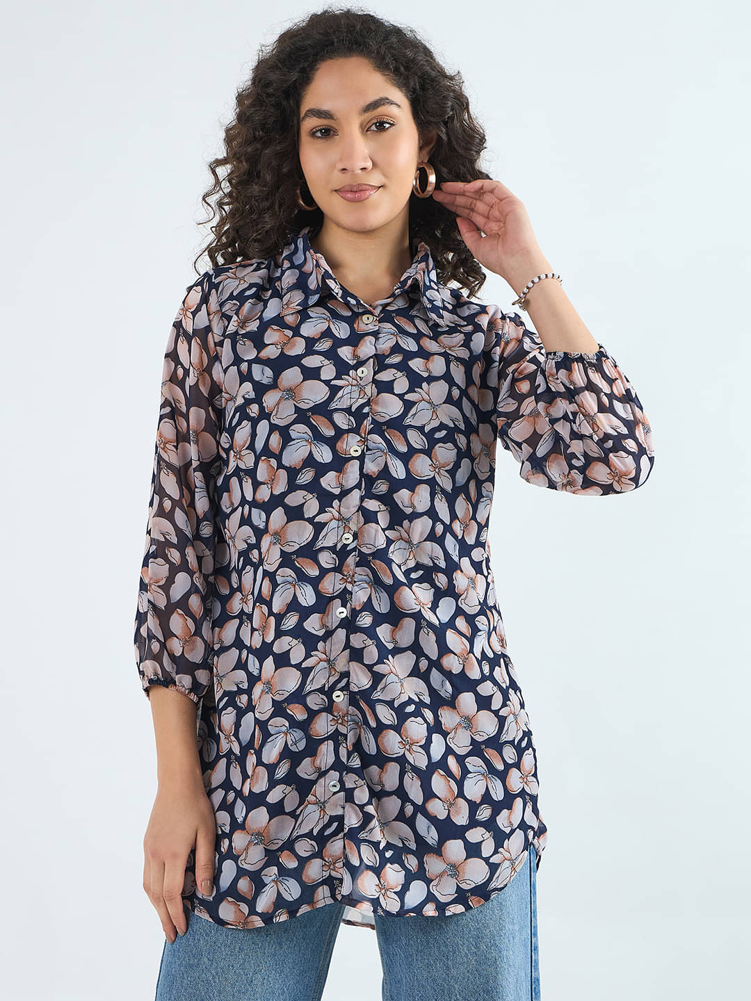     			Bitterlime Women's Polyester Tunic ( Blue )
