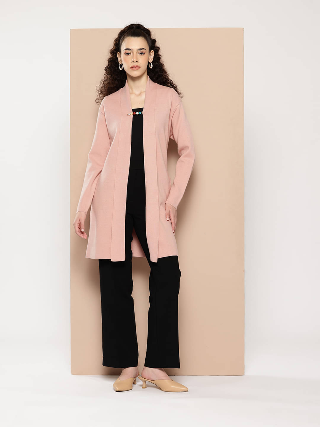 Clapton Woollen Round Neck Women's Knotted Cardigan - Pink ( ) Clapton Woollen Round Neck Women's Knotted Cardigan - Pink ( )