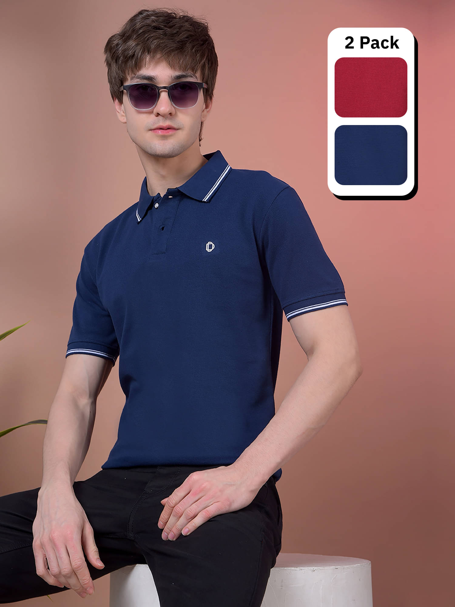     			Dollar Men Cotton Regular Fit Solid Polo T Shirt ( Multicolor2 )