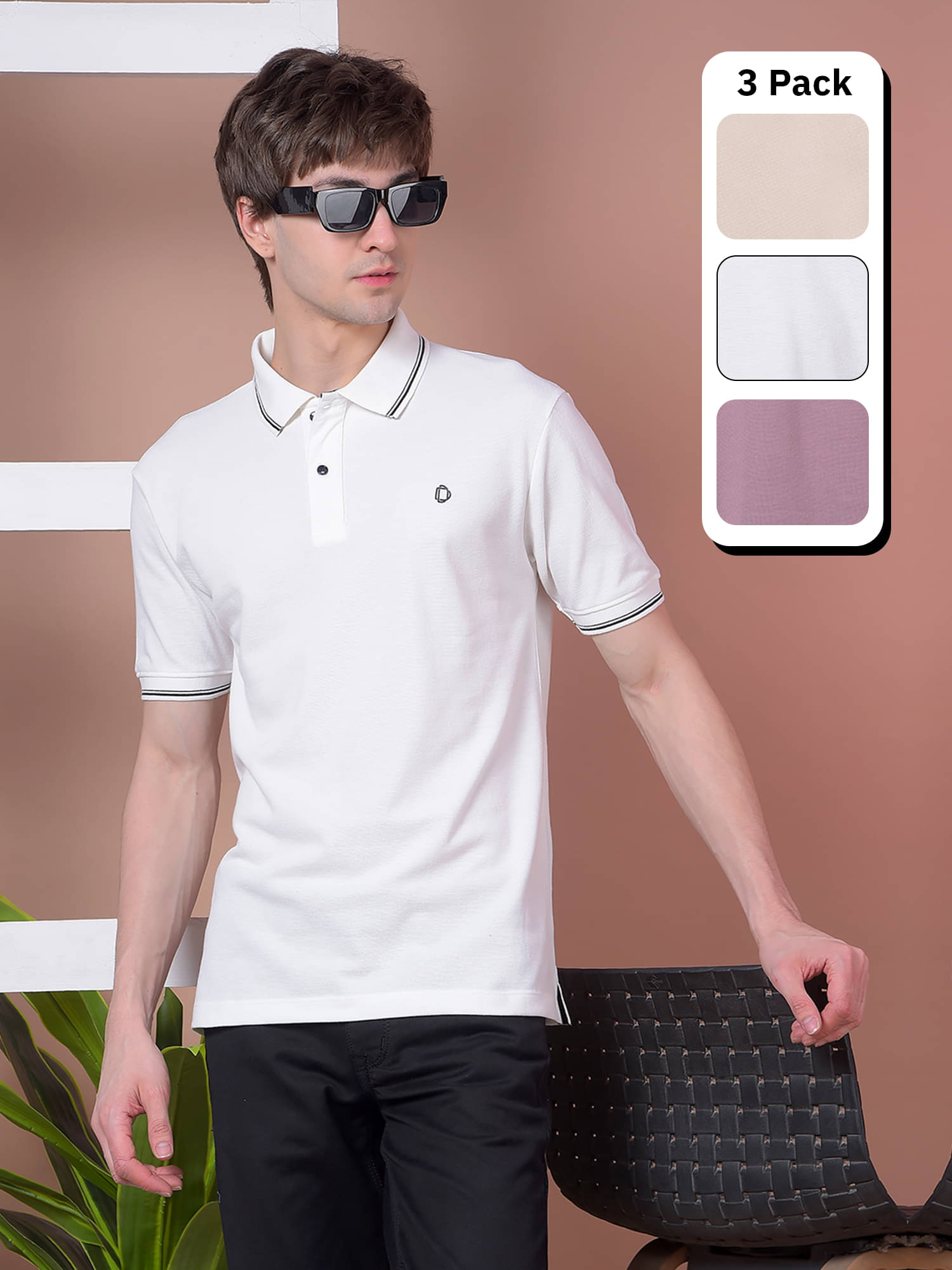     			Dollar Men Cotton Regular Fit Solid Polo T Shirt ( Multicolor7 )
