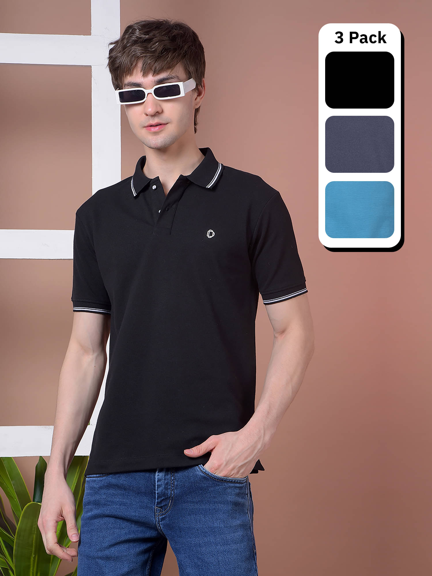     			Dollar Men Cotton Regular Fit Solid Polo T Shirt ( Multicolor5 )