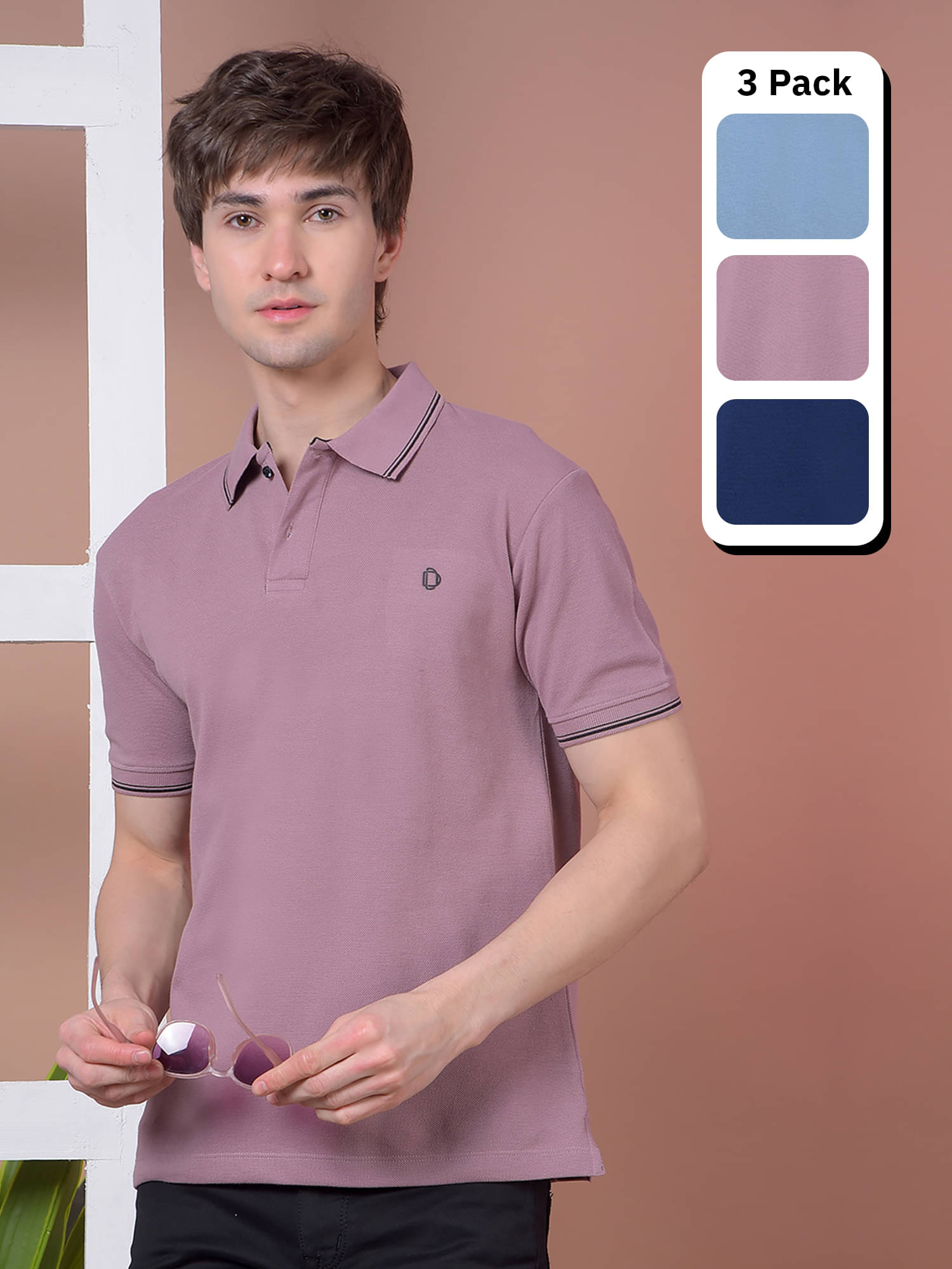     			Dollar Men Cotton Regular Fit Solid Polo T Shirt ( Multicolor9 )