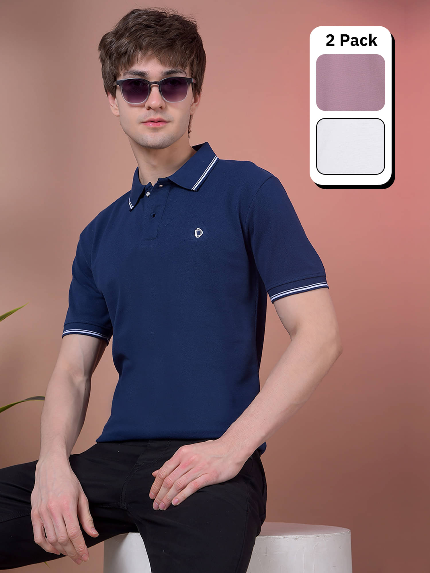     			Dollar Men Cotton Regular Fit Solid Polo T Shirt ( Multicolor3 )