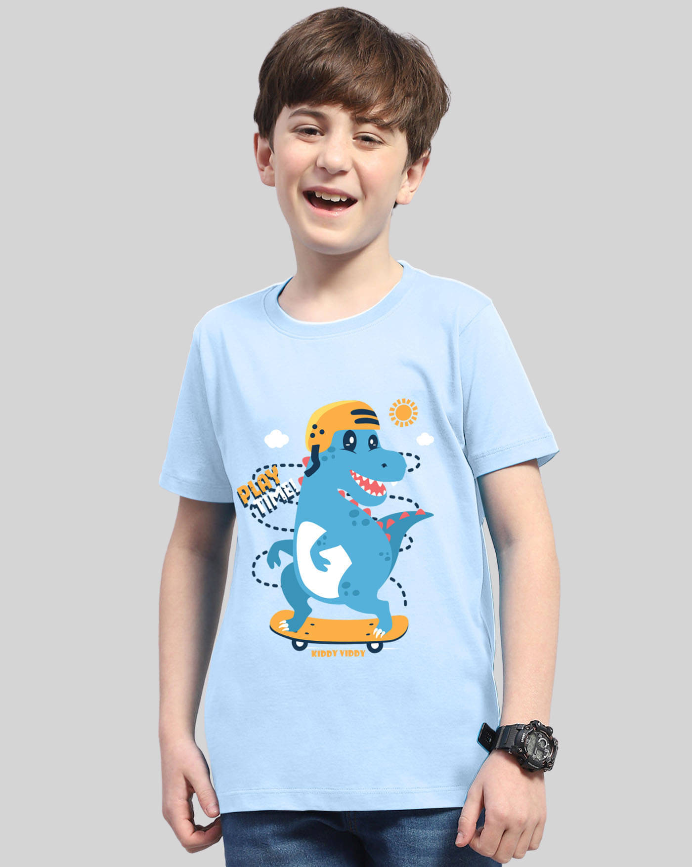     			ENITOR Pack of 1 Boys Cotton Blend T-Shirt ( Sky Blue )